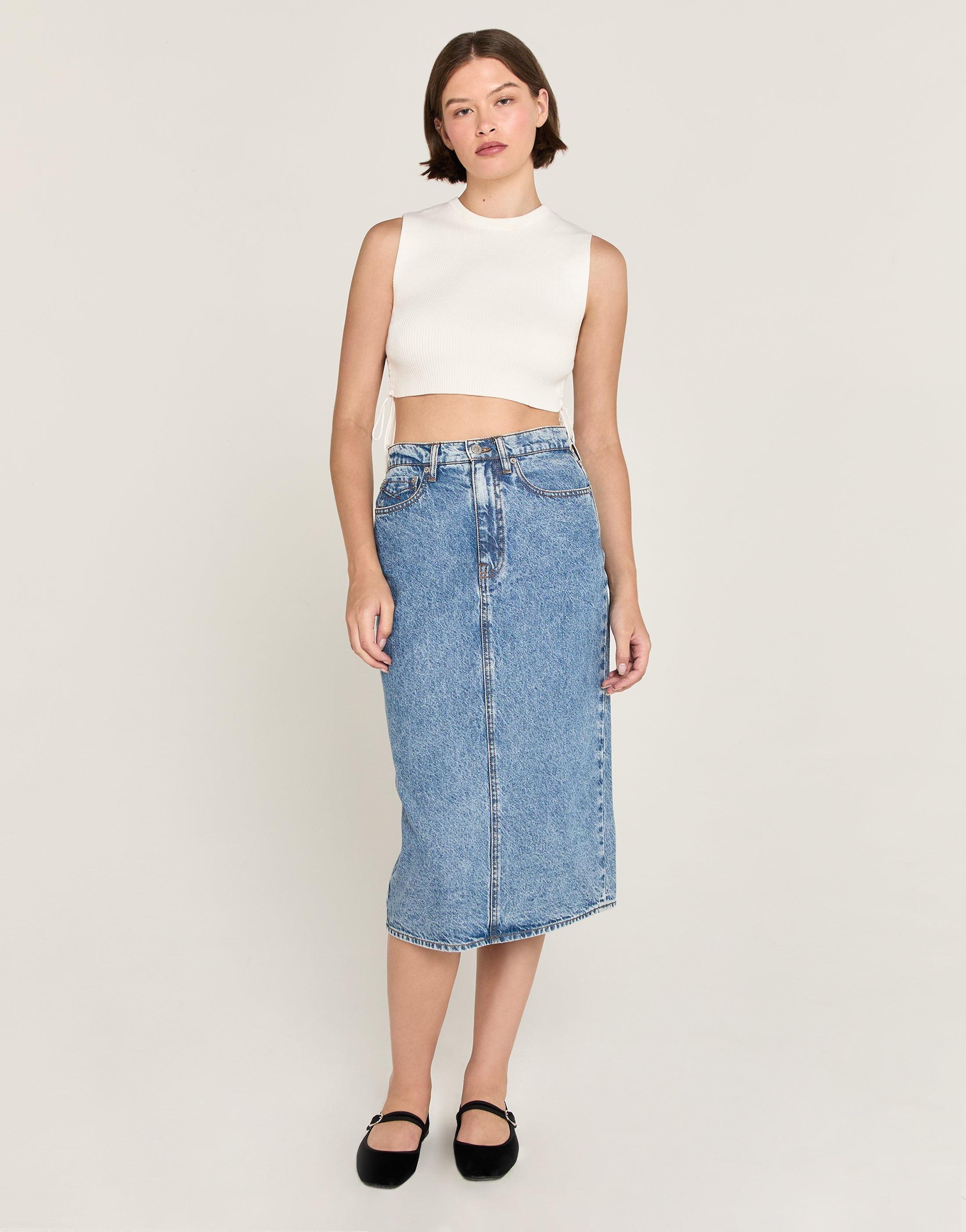 HARLEY High-Rise Midi Skirt in Glendale
