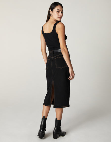 HARLEY High-Rise Midi Skirt in Night Drive