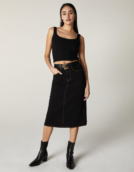 HARLEY High-Rise Midi Skirt in Night Drive