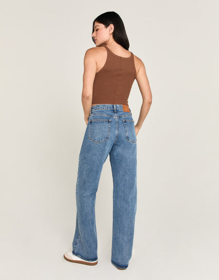 JOLENE High-Rise Mom A-Line Flare in Malibu