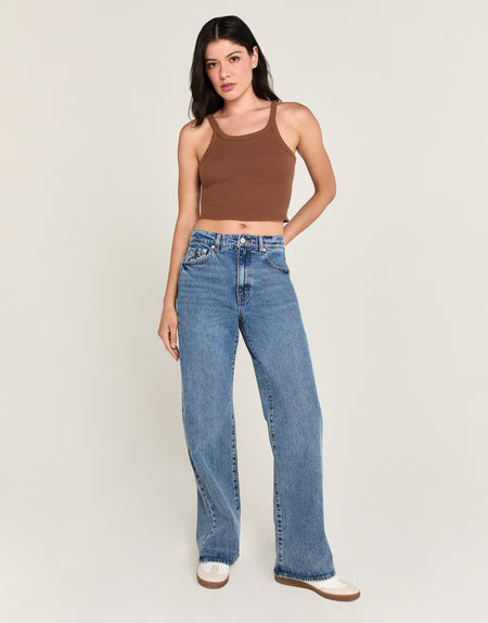 JOLENE High-Rise Mom A-Line Flare in Malibu