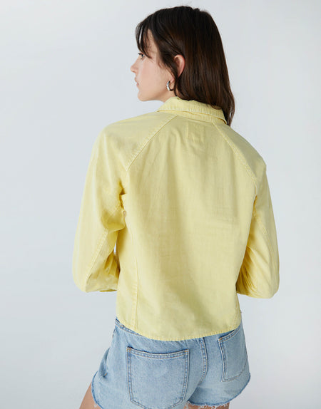 COLETTE Long Sleeve Cropped Button Down in Citrine