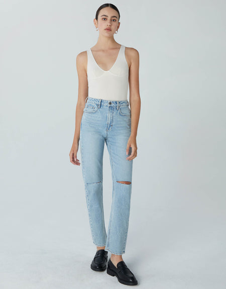 WILLA High Rise Mom Fit Straight Leg in Surge