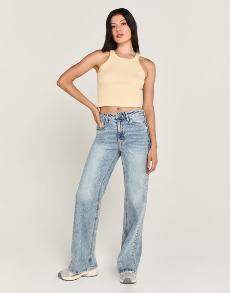 JOLENE High-Rise Mom A-Line Flare in Peace
