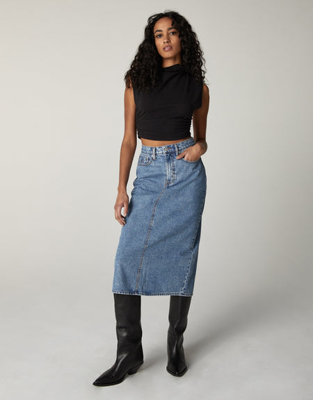 HARLEY High-Rise Midi Skirt in Glendale
