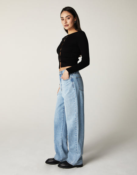 RUMI High-Rise Stacked Wide Leg in Highland