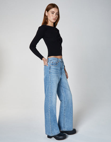 【直営・関税送料込】Jolene wed leg jeans Jolene Wide Leg Jeans - Peace - Petal & Pup USA