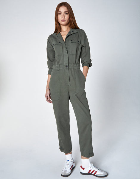 JANNA Funnel Neck Coverall in Kelp
