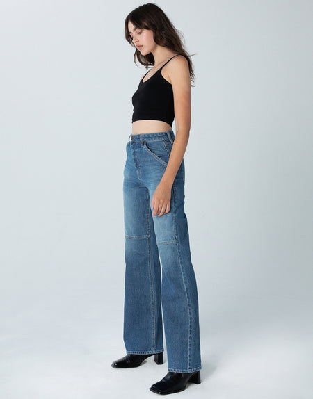 JOLENE High Rise Mom A-Line Flare in Everlong